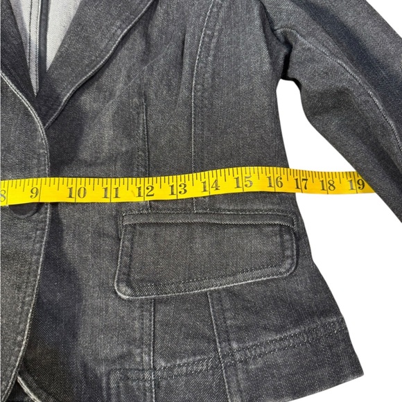 Ann Taylor LOFT Size 8 Denim Cotton Blend Black Jean Blazer Jacket - Picture 11 of 14